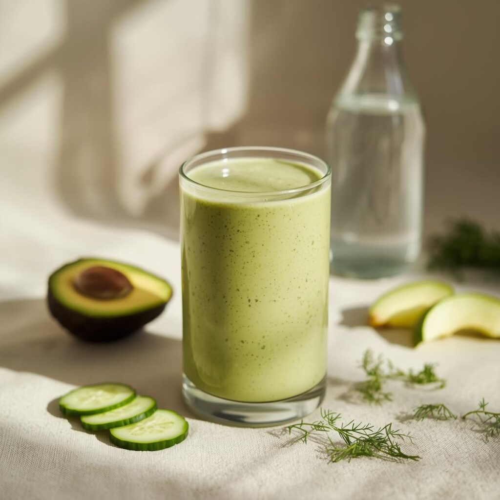 Avocado Cucumber Dill Green Smoothie
